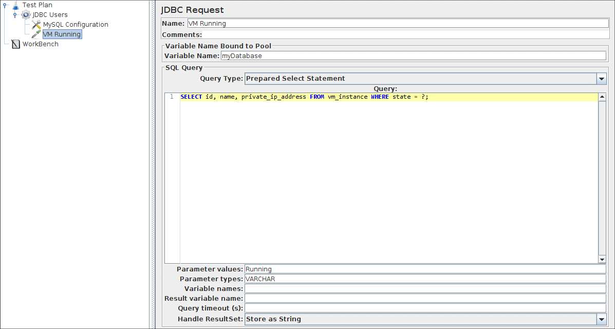 图 6.5。 第一个 SQL 请求的 JDBC 请求