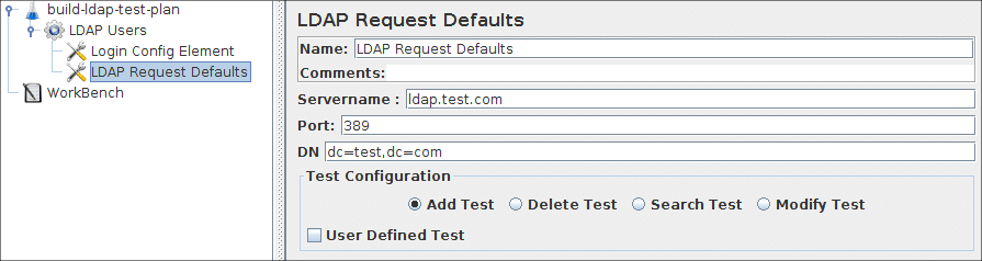 图 8a.3 我们的测试计划的 LDAP 默认值